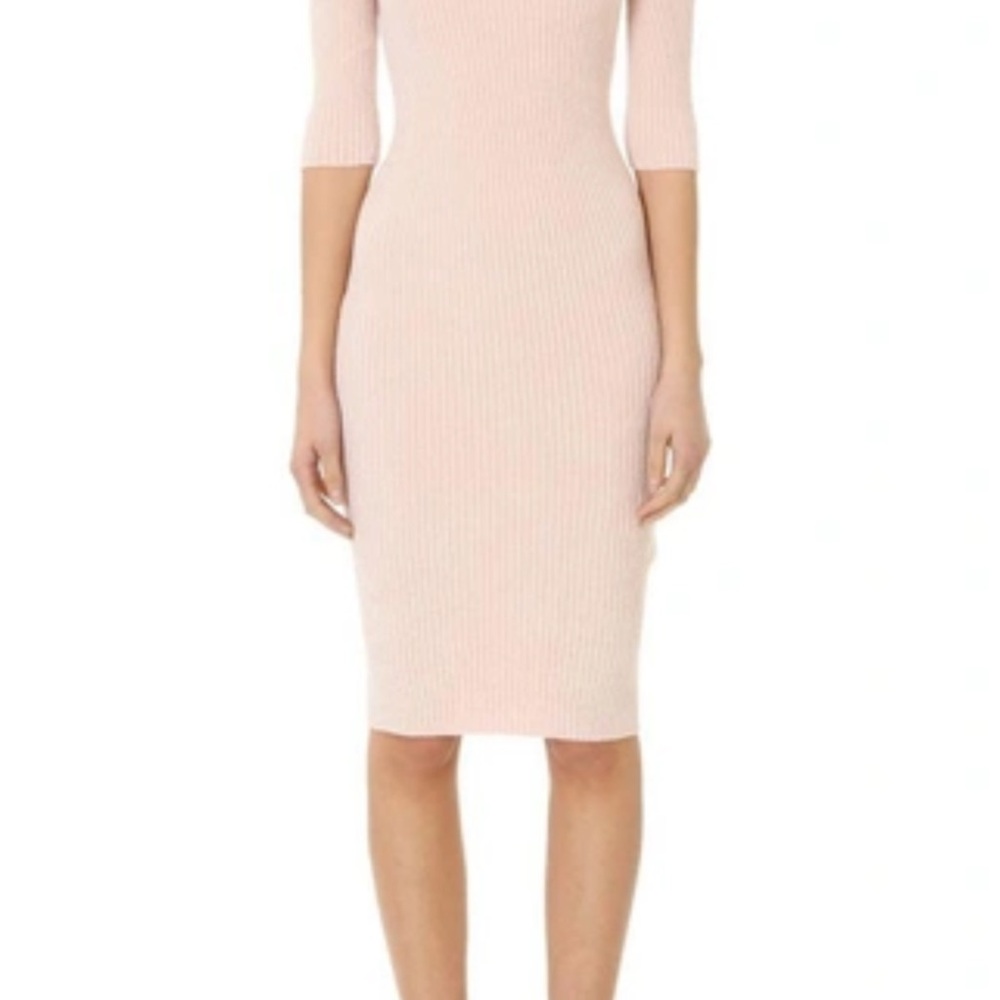 Elegant Pink Ribbed Knit Dress